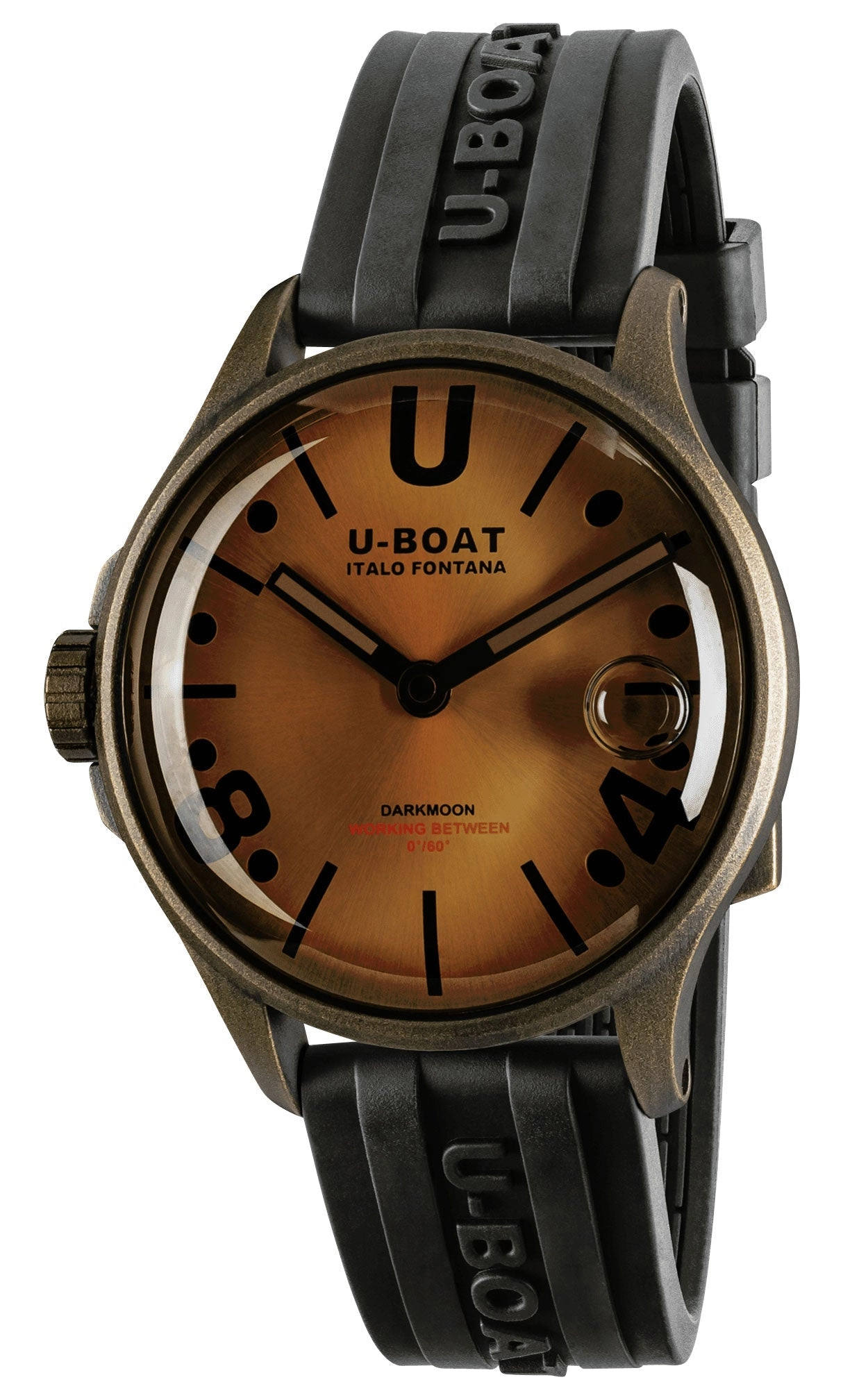 U-Boat Darkmoon Bronze PVD Bronze Dial Black Rubber Strap Quartz Mens Watch 9547
