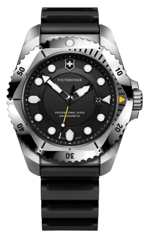 Victorinox Swiss Army Dive Pro Stainless Steel Black Dial Black Rubber Strap Date Divers Quartz Mens Watch 241990