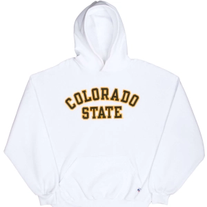 VINTAGE RUSSEL COLORADO STATE UNIVERSITY WHITE HOODIE SWEATSHIRT 1990S XL