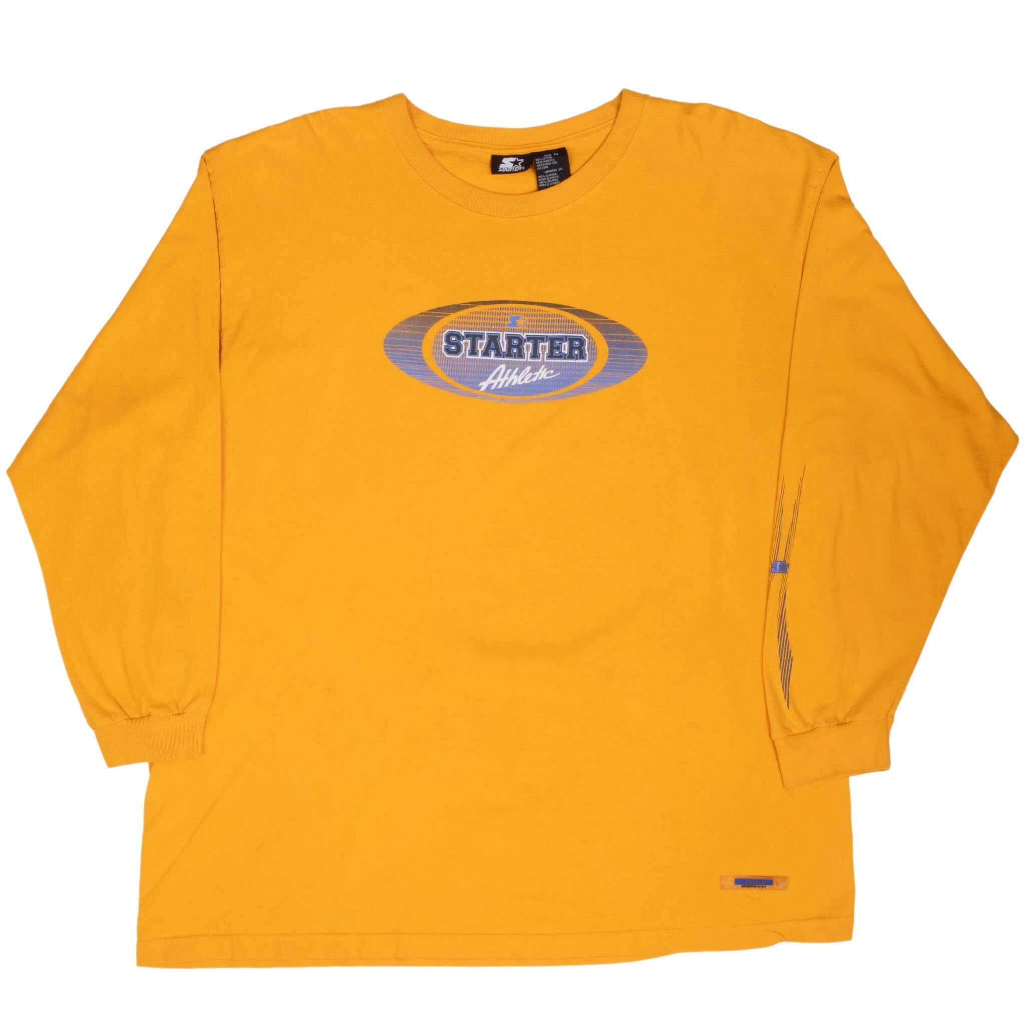 VINTAGE STARTER ATHLETIC YELLOW LONG SLEEVE TEE SHIRT 1990S XL