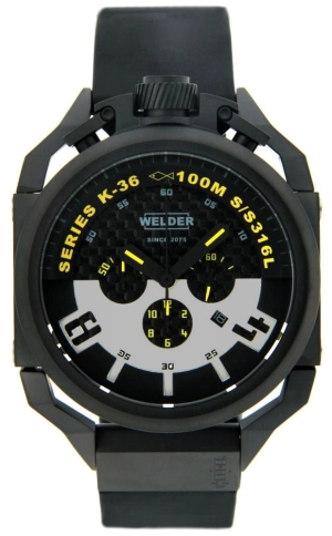 Welder by U-boat K36 Chronograph Black Ion-Plated Steel Mens Watch Rubber Strap K36-2402