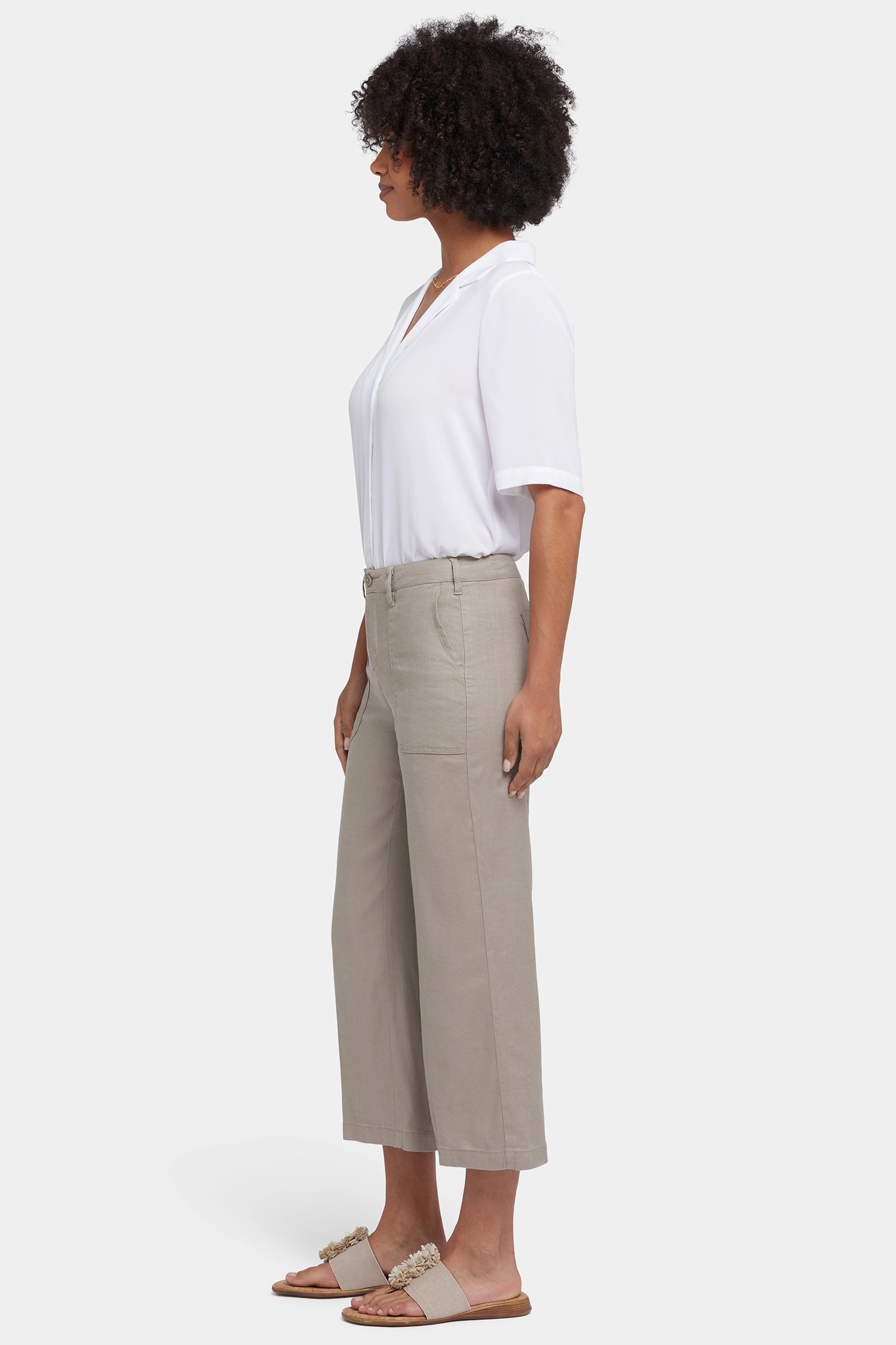 Wide Leg Cargo Capri Pants - Saddlewood