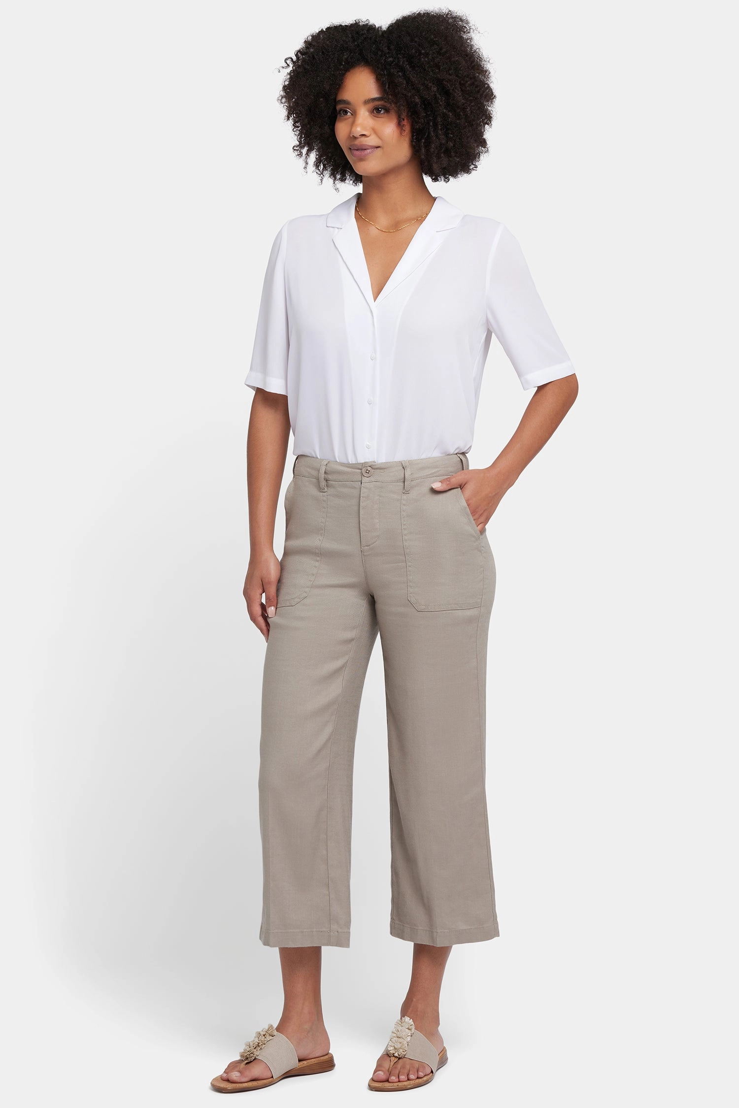 Wide Leg Cargo Capri Pants - Saddlewood