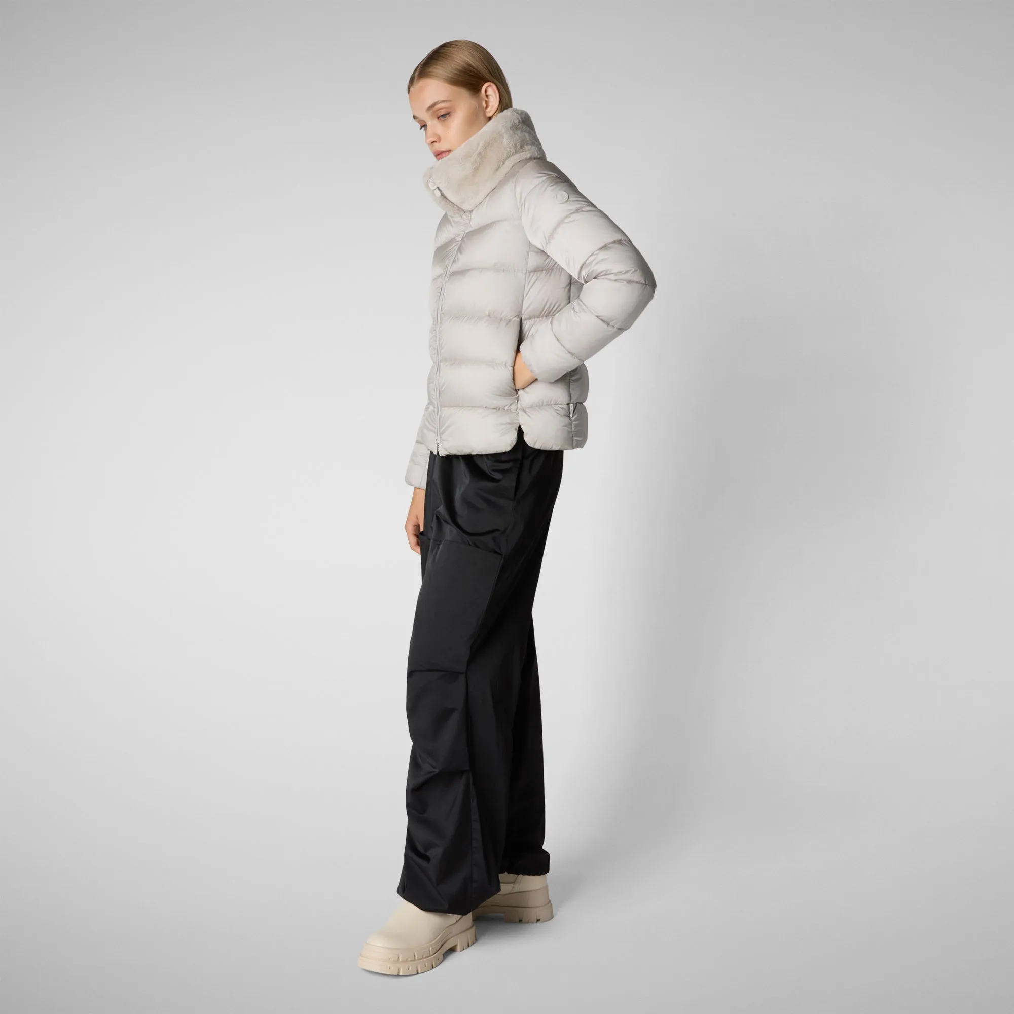 Woman's animal free puffer jacket mei in Rainy Beige